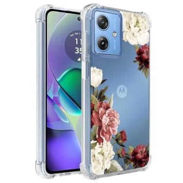 Imagem de Ueokeird Capa de telefone para Moto G54 5G, Motorola G54 XT2343-1 XT2343-5 Capa para meninas e mulheres, capa protetora fina à prova de choque com padrão floral flexível TPU para Motorola Moto G54 5G
