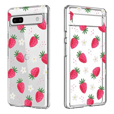 Imagem de CameCosy Linda capa para Google Pixel 7a 15,5 cm com design de flores de margarida de morango para mulheres meninas adolescentes, capa protetora ultrafina de TPU macio compatível com Google Pixel 7A