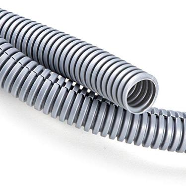 Imagem de ZhiYo 20FT 1/5.1 cm tubo dividido tubo auto fio conduíte capa flexível | Resistente ao calor de alta temperatura -40F a 257F | Capa de plástico para fios e cabos elétricos, cinza