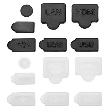 Imagem de The Lord of the Tools 2 conjuntos de plugues de silicone compatíveis com PS5 digital e console de edição de disco interface USB HDMI capa antipoeira tampa à prova de poeira 1 conjunto preto e 1