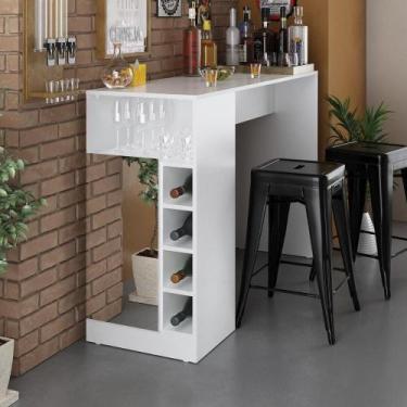 Imagem de Bar Bancada com Adega 1 Porta e Espelho Multimóveis MP1090, Branco