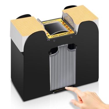 Imagem de YUCEEN Baralho automático de cartas 1/2/4/6, baralhador de cartas elétrico operado por bateria para UNO, jogo de cartas de cassino, pôquer, fase 10, blackjack, Texas Hold'em, jogos de cartas em casa