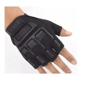 Imagem de Luva Tática Meio Dedo Preta Paintball Bicicleta Militar - XF