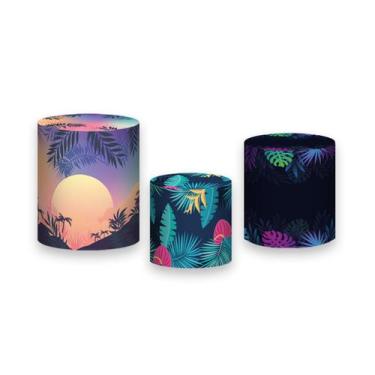 Imagem de Trio De Capa Cilindro - Tardezinha Tropical Folhagens 002 - Via Cores