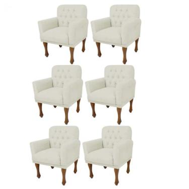 Imagem de Kit 06 Poltrona Cadeira Decorativa  Mona Luxo com Strass Sala de Estar