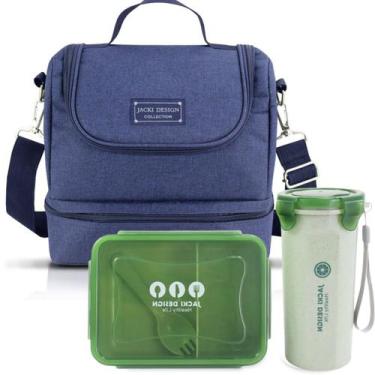 Imagem de Bolsa Térmica Lancheira Necessaire Alça Ombro Kit Marmita e Copo Box  