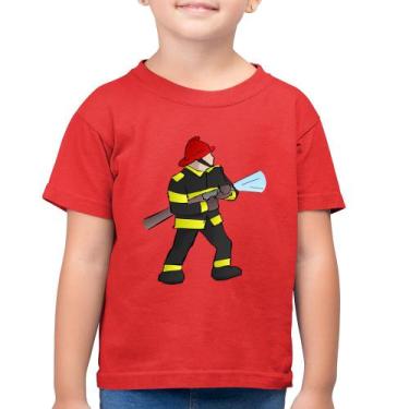 Imagem de Camiseta Algodão Infantil Bombeiro - Foca na Moda, Vermelho, 10