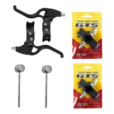 Imagem de Kit Manetes De Freio Bike + 2x Pastilhas E 2x De Cabo De Aço - GTS
