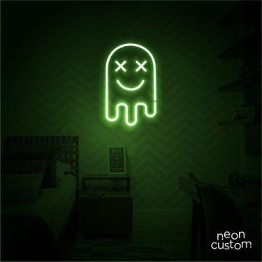 Imagem de luminaria letreiro Neon Led Fantasma 50x30 luminoso decoração p/ selfi