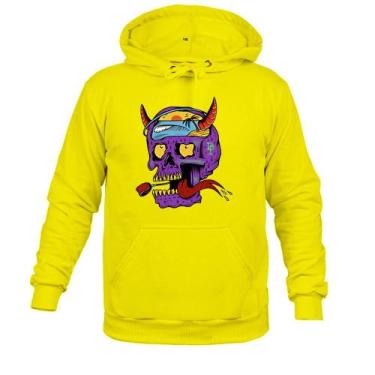 Imagem de Moletom 100% Algodão Flanelado Caveira On - Surprass, Amarelo, GG