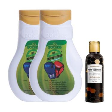 Imagem de Kit 2 Gel Massageador Nocauteador + 1 Óleo para Massagem Beijável Mel 