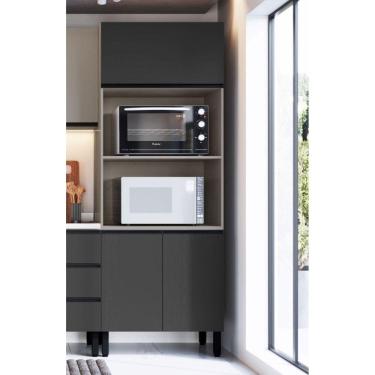 Imagem de Paneleiro Torre Quente 3 Portas 2 Nichos para Forno Fumê/Grafite