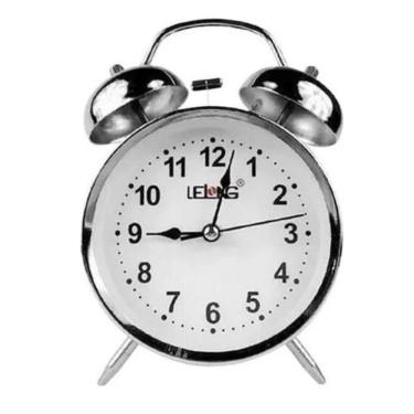 Imagem de Relógio Despertador Metal Estilo Antigo Retrô Sino Super Alto Pilha Mesa Portátil
