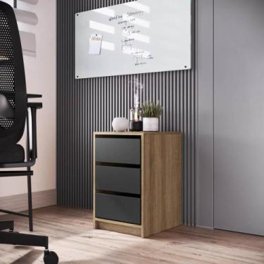 Imagem de Gaveteiro para Escritório com 3 Gavetas Puxadores Tipo Cava - Placa e 