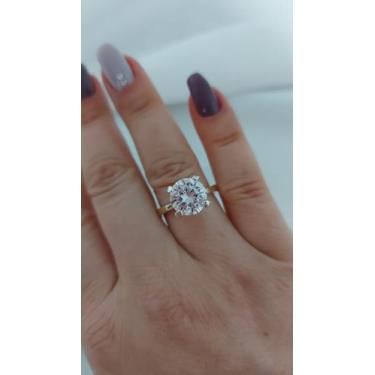 Imagem de Lindo Anel Solitário Prata 925 Com Aplique De Ouro Zircônia - Dália Ma