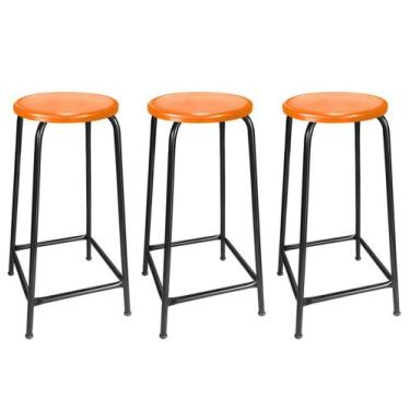 Imagem de Kit 3 Banqueta Banco Alta 65cm Empilhavel Para Cozinha Balcão Bar Lara