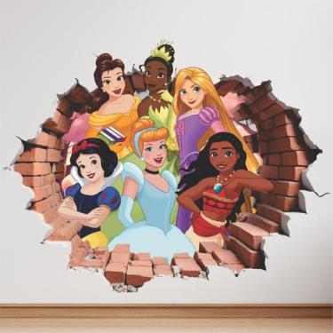 Imagem de Adesivo Papel De Parede Quarto Infantil Princesas Efeito 3d - Resitank