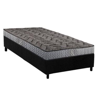 Imagem de Conjunto Box Solteiro: Colchão Espuma Paropas Compact AG 65 / D23 Royalle Rústico Prata + Base CRC Suede Black (88x188)