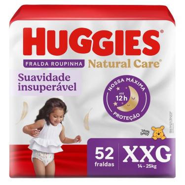 Imagem de Fralda Roupinha Huggies Natural Care Tamanho XXG Pacote Hiper 52 Unidades Descartáveis