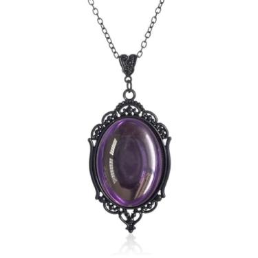 Imagem de ANGLEQUEEN Colares góticos Stardust Camafeu para mulheres, colar vermelho sangue, colar preto, colar roxo, colar gótico, colar de lágrima gótica, roupa de Halloween, joia gótica para mulheres, Zinco,