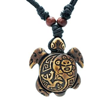 Imagem de exoticdream Colar de tartaruga Yin Yang Coqui Taino Sol com cordão de algodão, 2 inches, Resina