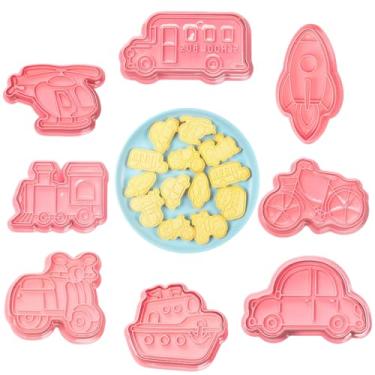 Imagem de Le Faust Cortador de Biscoito 3D Carimbo Para Doces Tema Carrinhos Transporte Veiculos Molde 3D Com 8 Peças