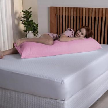 Imagem de Travesseiro de Corpo Xuxão Capa Percal 180 Fios Com Enchimento Em 100% Silicone - Elegância Sofisticada para Salas, Quartos, Escritórios e Hotéis | Qualidade Para Um Bom Sono (Rose, Grande)
