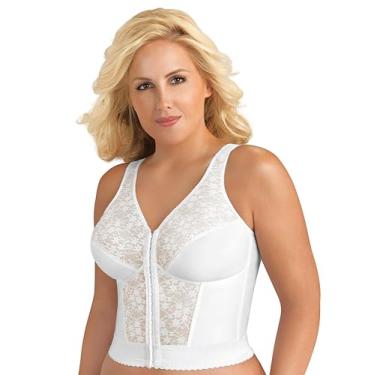 Imagem de Exquisite Form Sutiã longo 5107565 totalmente emagrecedor sem fio para costas e postura com fecho frontal e renda, Branco, 34C