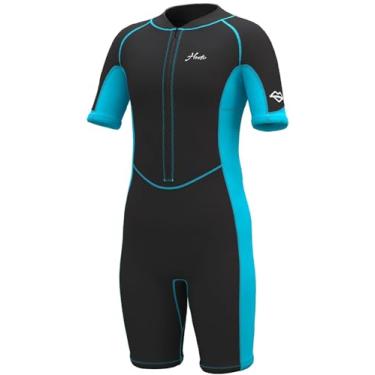 Imagem de Hevto Roupas de mergulho infantis para meninos e meninas 3/2 mm neoprene roupa molhada zíper frontal mantém quente para surfar natação SUP (K02S-azul, 3)