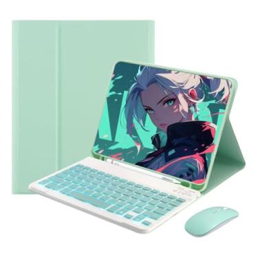 Imagem de ZCCO Capa com Teclado Inteligente e Mouse Bluetooth para iPad 9ª/8ª/7ª Geração, Air3, Pro 10,5 Polegadas (Verde Claro, Teclado Retroiluminado)