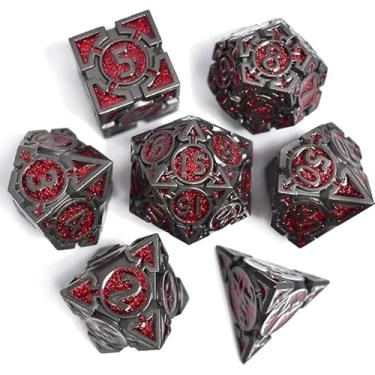 Imagem de RULE DICE DND Metal Dice Set, 7 die Metal DND Polyhedral Blue Red and Black Gold Dice Sets with Gift Metal D and D Dice Box, for Dungeons and Dragons Dice Set Role Playing Multiplayer Games D&D Dice