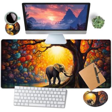 Imagem de Mouse pad grande com descanso de pulso para mouse, tapete de mouse estendido de 80 x 30 cm, descanso de pulso ergonômico de espuma de memória, para trabalho e jogos, almofada de mesa de escritório
