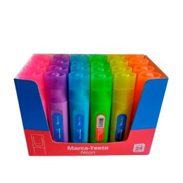 Imagem de Marca-Texto Nenon Futuro - Caixa com 24 Unidades, 6 Cores Neon Vibrantes - Ideal para Escritório, Escola e Estudos