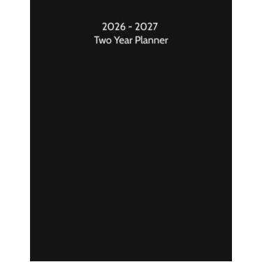Imagem de 2026-2027 Two 2 Year Simple Monthly Calendar Planner Book 8.5 x 11 Classic Elegant Glossy Black Cover: 24 Month Journal