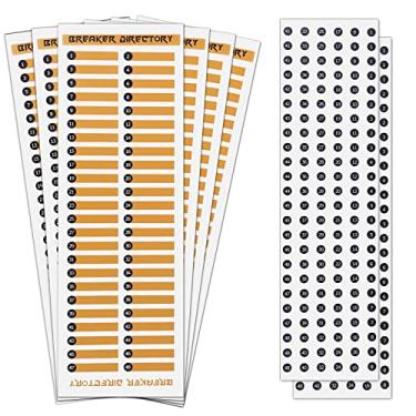 Imagem de AIEX 6 etiquetas de painel elétrico + 2 adesivos de números redondos, etiquetas de disjuntor, adesivos de caixa de fusíveis para caixa elétrica de painel de porta (até 48)