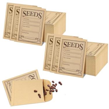 Imagem de Envelopes autoadesivos de sementes de 100 peças - Pacotes de papel resseláveis para armazenamento de sementes de flores e vegetais - Organizador Kraft, 7 x 12 cm
