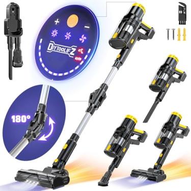 Imagem de Aspirador de pó sem fio 350W 40KPa compatível com bateria DeWalt 20V (sem bateria), aspirador de pó autônomo 6 em 1, 3 modelos, copo de poeira duplo, tela LED e varinha dobrável de 180°