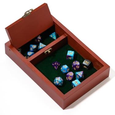 Imagem de Threehoney - Bandeja de dados de madeira rústica e elegante, 14 x 20 cm, com trava de metal para viagem, ideal para jogos de mesa, tabuleiro, RPG e muito mais
