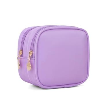 Imagem de XIAOLER Bolsa de Maquiagem Pequena, Bolsa de Cosméticos com Zíper Duplo, Bolsa de Maquiagem de Viagem, Lilás, Unissex