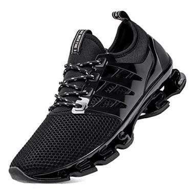 Imagem de Weishan Springblade Tênis de corrida esportivo masculino de malha respirável para corredores de trilha, 8066-preto, 43 BR