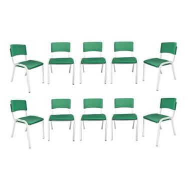 Imagem de Kit 10 Cadeiras Iso Infantil Verde Musgo Brinquedoteca Escola Creche I