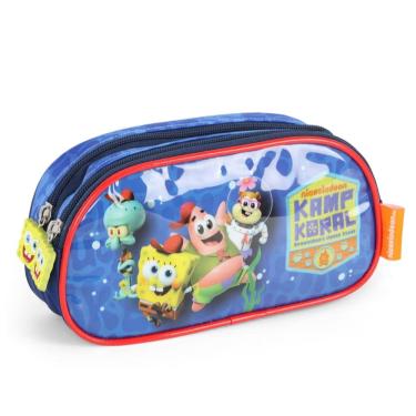 Imagem de Estojo Duplo Juvenil Escolar Bob Esponja Desenho Animado