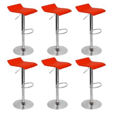 Imagem de Kit 6 Banquetas Toquio Wave Enzo Belo Horizonte Recouro Giratória com Regulagem Vermelho - Lianto Decor