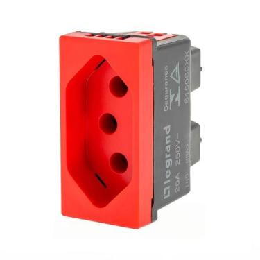 Imagem de Tomada 2p t 20a 250v B. Parafuso 1m Vermelha 615079vm - LEGRAND PIAL P