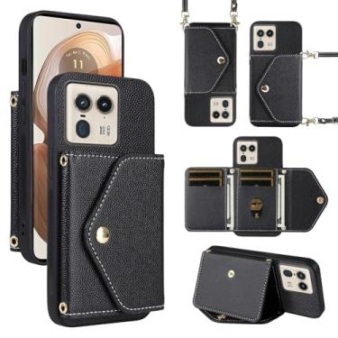 Imagem de Dibosom Capa carteira minimalista para Motorola Edge 50 Ultra/Moto X50 Ultra com alça de ombro, bolsa flip fina e fina, suporte para cartão de crédito de couro PU para Edge50 50 Ultra 2024 feminina