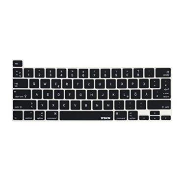 Imagem de XSKN Capa para teclado de silicone preto alemão para MacBook Pro 2019 de 16 polegadas A2141 e MacBook Pro de 13,3 polegadas A2338 M1 A2251 A2289 com Touch Bar e Touch ID - Versão comum dos EUA e da UE