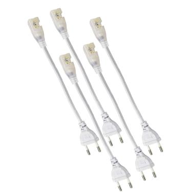 Imagem de Conector Plug Rabicho Fita de LED 8mm Fonte Kit 5 Unidades Tomada Iluminaçao Perfil Sanca Gesso Teto Rebaixado Decoraçao Casa