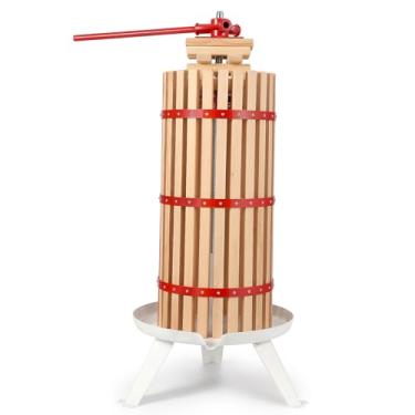Imagem de Prensa de vinho manual de madeira maciça de 30 litros - Prensa multiuso de frutas, cidra e azeite de oliva - Cabo ergonômico em T e base estável - para uso em cozinha interna/externa, montagem manual