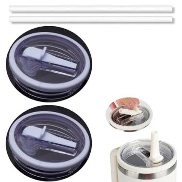 Imagem de 2 peças de 1,134 g copo de substituição com tampa flip de canudo compatível com copo Stanley Cup 1,134 g, 121 combinações de cores, tampa de canudo Stanley Flip sem odor e à prova de vazamento