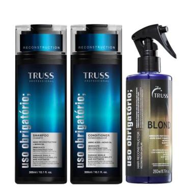 Imagem de Truss Uso Obrigatório Kit Shampoo Condicionador e Blond Reconstrutor 2